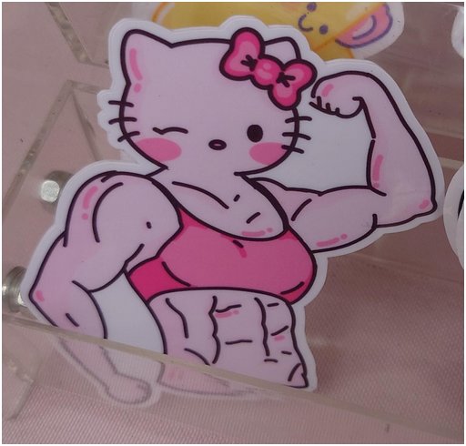 weightlifting Hello Kitty in a tight sports bra