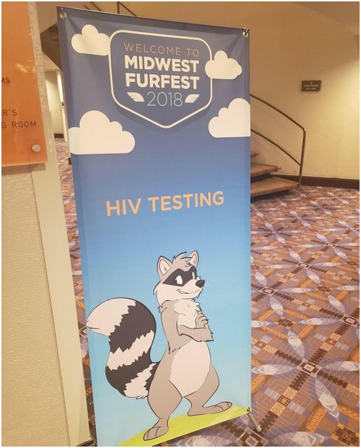 photo of an HIV testing sign at a furry convention