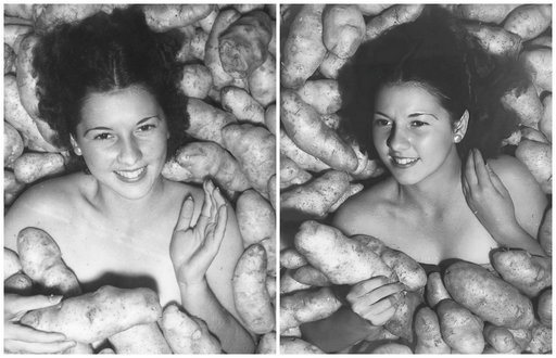 Dorothy Sommers buried in spuds at the Cal-Pacific Expo in 1935-1936