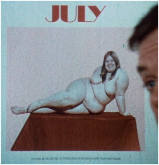 curvy nude pinup model on a 1970s calendar