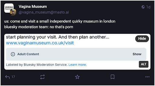 vagina museum moderation on mastodon